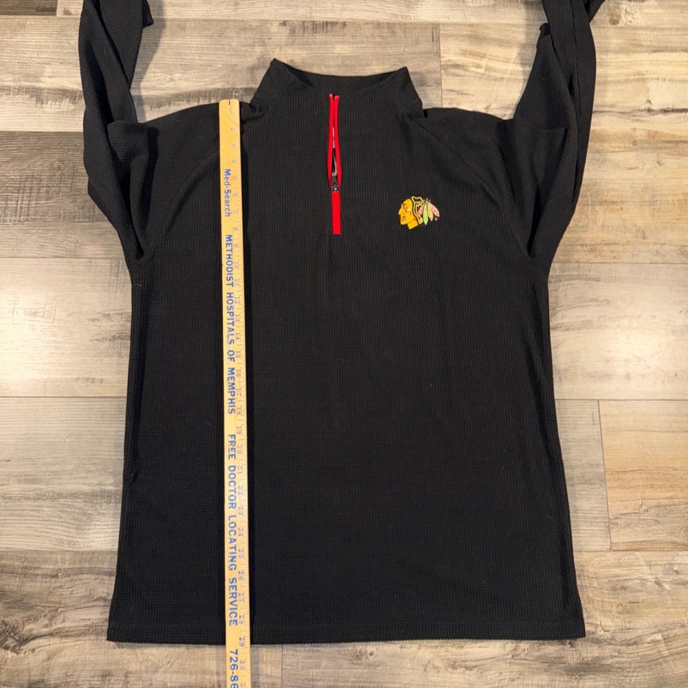 Chicago Blackhawks 1/4 Zip Pullover Mens Large Black NHL Waffle Knit - Picture 6 of 6